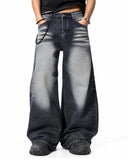 loose fit jeans with abrasion effect