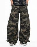 utility streetwear camo pants with relaxed curved-leg silhouette