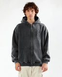 INFLATION Puff Print Washed Zip Up Hoodies INFLATION