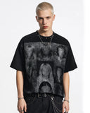 monochrome face collage streetwear tee