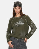 Distressed Ripped Script Graphic Waffle T-Shirt | Inflation Streetwear