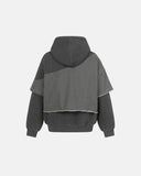 Washed Layered Raw Edge Boxy Hoodie | Inflation Streetwear
