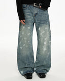 Acid Wash Beaded Studded Flared Baggy Jeans | Inflation Streetwear INFLATION
