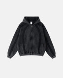 Contrast Stitching Distressed Wash Zip Up Hoodies | Inflation Streetwear INFLATION