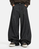 clean raw denim barrel jeans detail