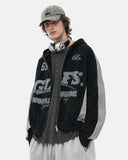 Suede Graphic Boxy Zip Up Hoodie | Inflation Streetwear