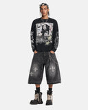 Distressed Portrait Graphic Waffle T-Shirt | Inflation Streetwear