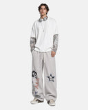 Washed Graffiti Graphic Wide-Leg Sweatpants | Inflation Streetwear