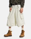 model wearing off-white wide leg cropped cargo pants full body