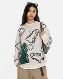 Dinosaur Graphic Crew Neck Knit Sweater | Inflation Streetwear