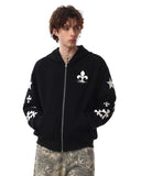 Cross PU Patch Embroidery Zip Up Hoodies | Inflation Streetwear INFLATION