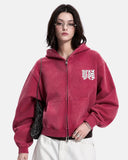 Gothic Letter Washed Zip Up Hoodie | Inflation Streetwear