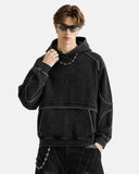 Washed Reflective Piping Boxy Hoodie | Inflation Streetwear