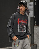 Graphic Distressed Acid Wash Layered Tshirts  | Inflation Streetwear INFLATION