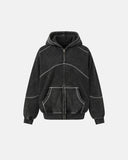 Contrast Stitch Boxy Zip Up Hoodie | Inflation Streetwear