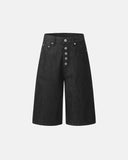 button detail baggy denim jorts front view