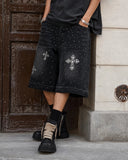 Rhinestone Straight Leg Jorts | Inflation Streetwear INFLATION