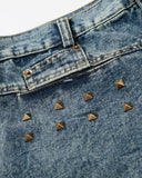 Studded Washed Long Baggy Jorts | Inflation Streetwear INFLATION