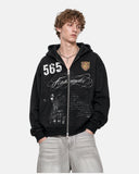 Retro Graphic Boxy Zip Up Hoodie | Inflation Streetwear