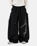 Faux Fur Trim Script Barrel Sweatpants | Inflation Streetwear