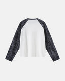 gray leopard raglan waffle long sleeve t shirt back view