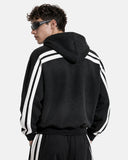 Washed Stripe Graphic Zip Up Hoodie | Inflation Streetwear
