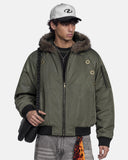 Faux Fur Grommet Hooded Bomber Jacket | Inflation Streetwear