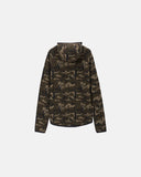 back product view of black camo pullover hoodie