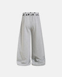 grey star graphic barrel sweatpants back view