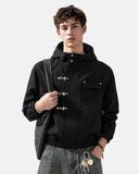 Metal Clasp Hooded Bomber Jacket | Inflation Streetwear