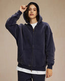 INFLATION Washed Distressed Fleece Zip Up Hoodies INFLATION