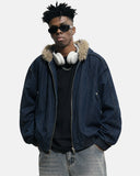 Faux Fur Hooded Padded Denim Jacket | Infltion Streetwear