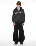 full body outfit with boxy hoodie and wide leg pants