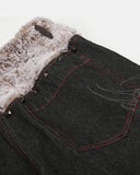 Studded Faux Fur Waistband Baggy Jeans | Inflation Streetwear