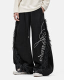Faux Fur Trim Script Barrel Sweatpants | Inflation Streetwear