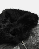 Jacquard Faux Fur Hooded Bomber Jacket | Inflation Streetwear