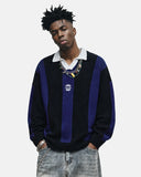 Retro Striped Polo Knit Sweater | Inflation Streetwear