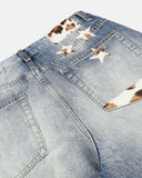 Cow Print Patch Baggy Jeans | Inflation Streetwear