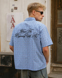 Plaid Script Embroidered Short-Sleeve Shirt | Inflation Streetwear INFLATION