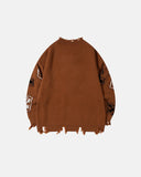 Distressed Cross Graphic Knit Sweater | Inflation Streetwear