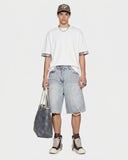 subtle distressed baggy jorts detail