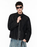 Black Contrast Stitch Denim Jacket | Inflation Streetwear