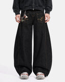 baggy barrel jeans front pocket detail