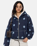Polka Dot Faux Fur Denim Jacket | Inflation Streetwear