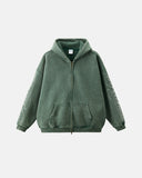Rhinestone Distressed Washed Zip Up Hoodies | Inflation Streetwear INFLATION