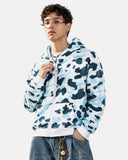 Camo Rhinestone Mega Zip Cropped Hoodie | Inflation Streetwear