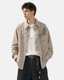 Script Graphic Plaid Long-Sleeve Shirt | Inflation Streetwear