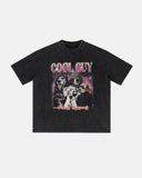 pet collage graphic t shirt black washed