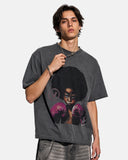faded wash t shirt with boxing character graphic