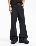 model wearing black bootcut jeans